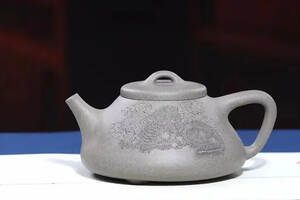 「子冶石瓢」原矿青灰泥，容量380cc刘华作品，国家级工艺美术师
