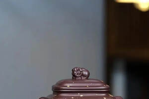 「双耳吉象·四方茶叶罐」原矿老紫泥尺寸高15cm宽15cm直径8.5cm