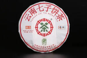 云南七子饼茶九十年代旧金芽绿印
