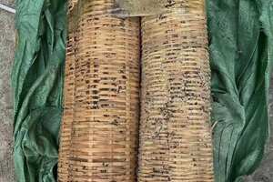 2000年布朗山古树竹篓茶柱6公斤左右一条。