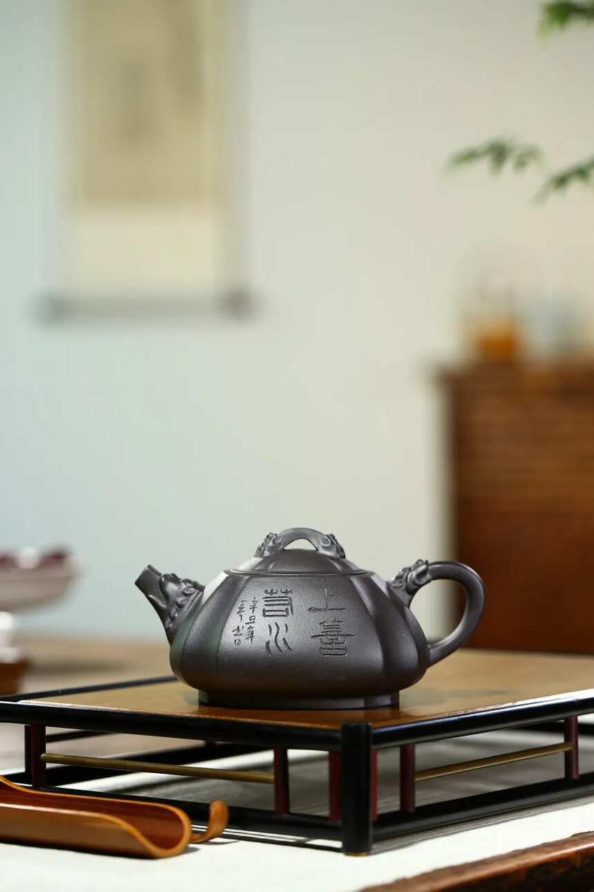 「四方石瓢」刘彩萍（国工艺美术师）宜兴原矿紫砂茶壶