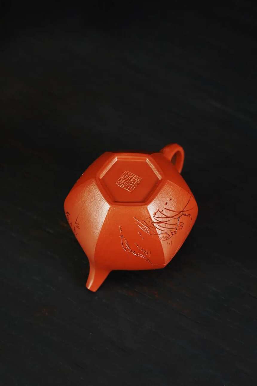 全手工六方掇球·280cc·网孔·赵庄朱泥·陈立新 宜兴原矿紫砂茶壶