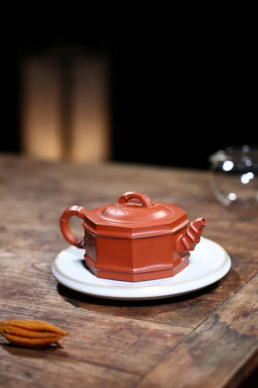 「 八方竹段 」黄龙山原矿大红袍，宜兴原矿紫砂茶壶