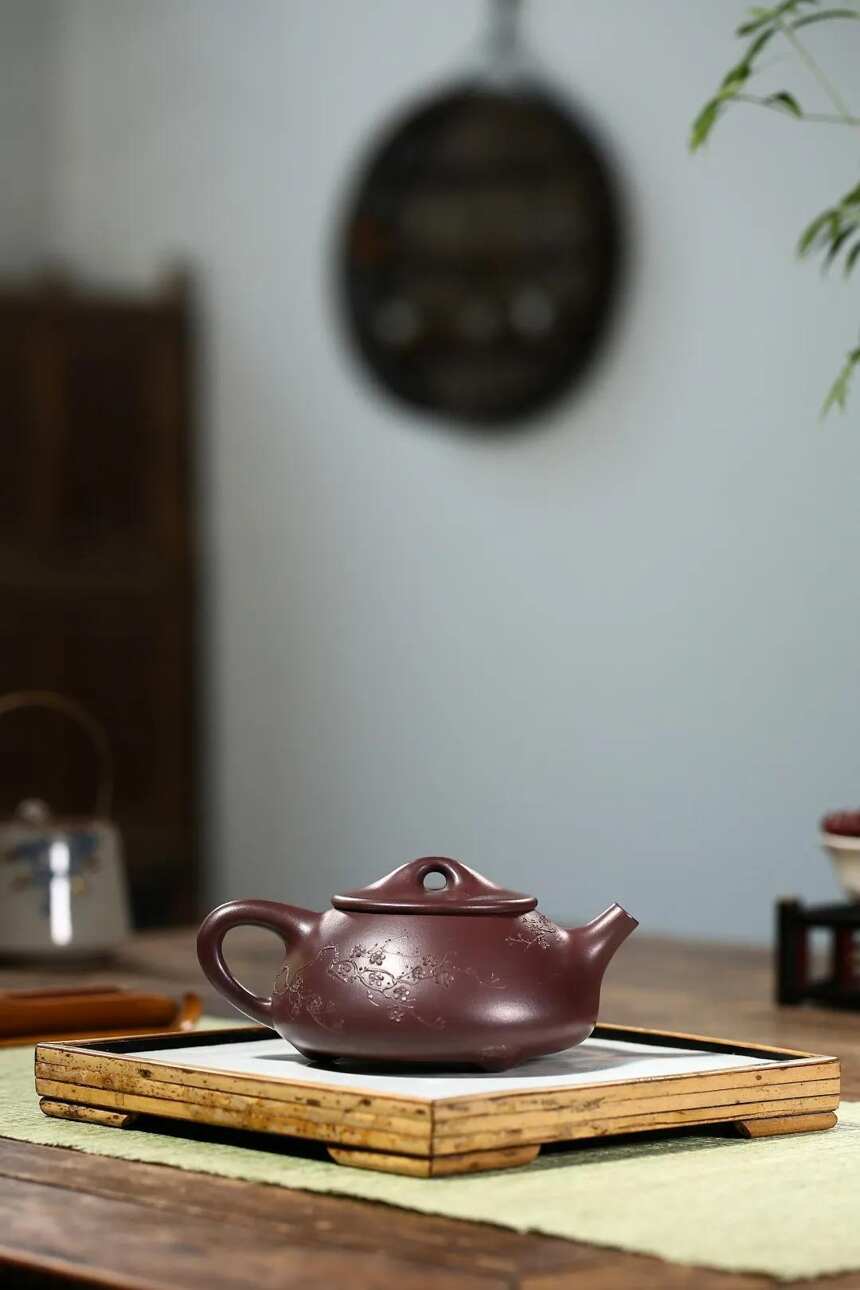 「梅花满瓢」宜兴刘彩萍原矿堆绘紫砂茶壶