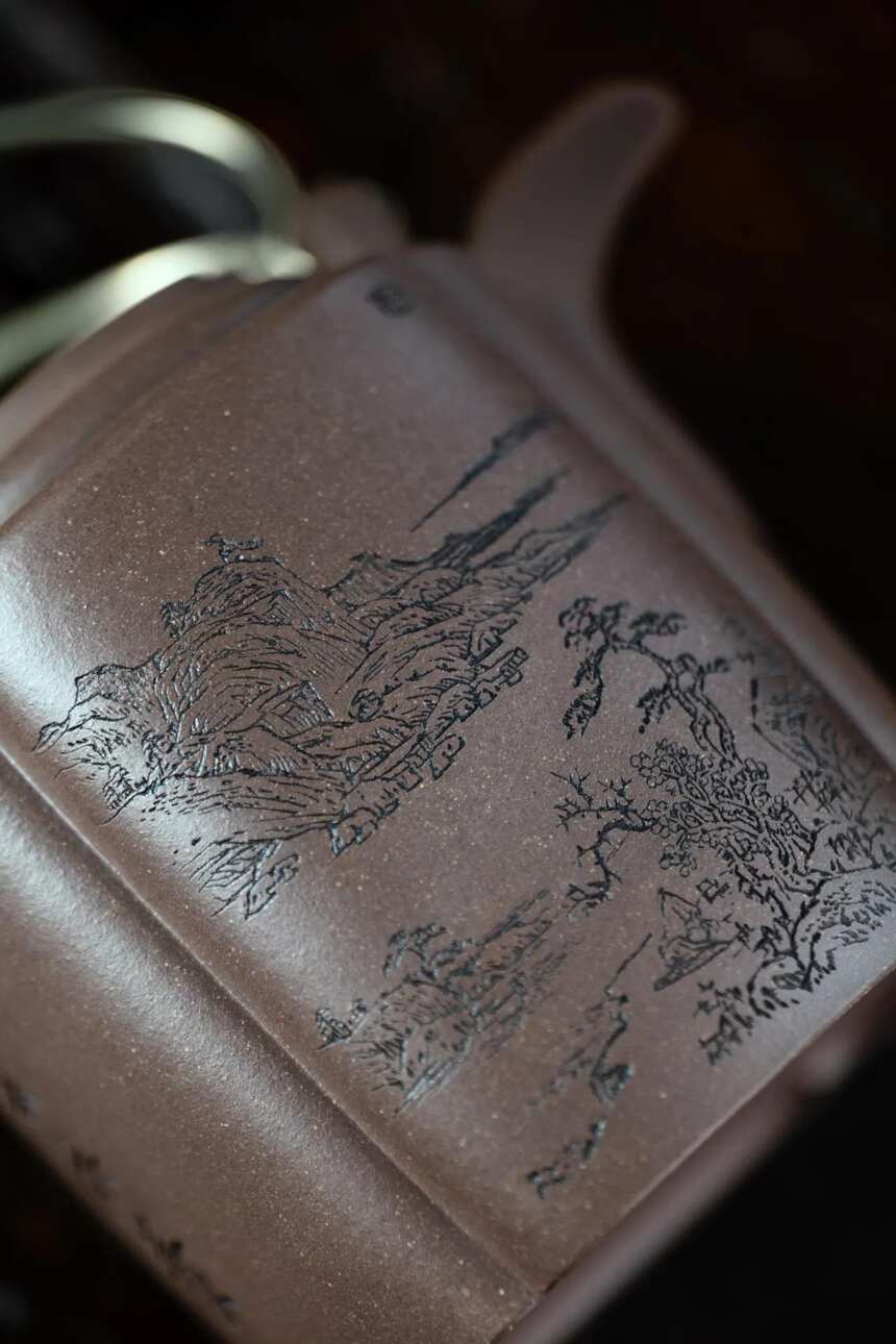「重器 收藏」全手工筋纹洋桶·陈林宏刻绘·23孔·350cc·紫泥