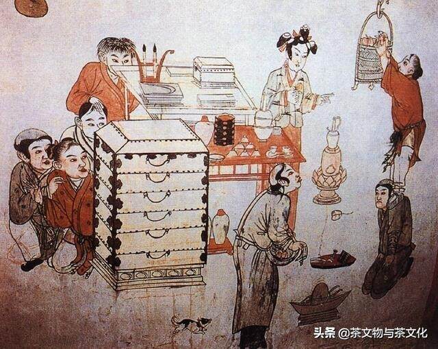 辽代张世卿家族墓，墓室壁画上的茶事场景