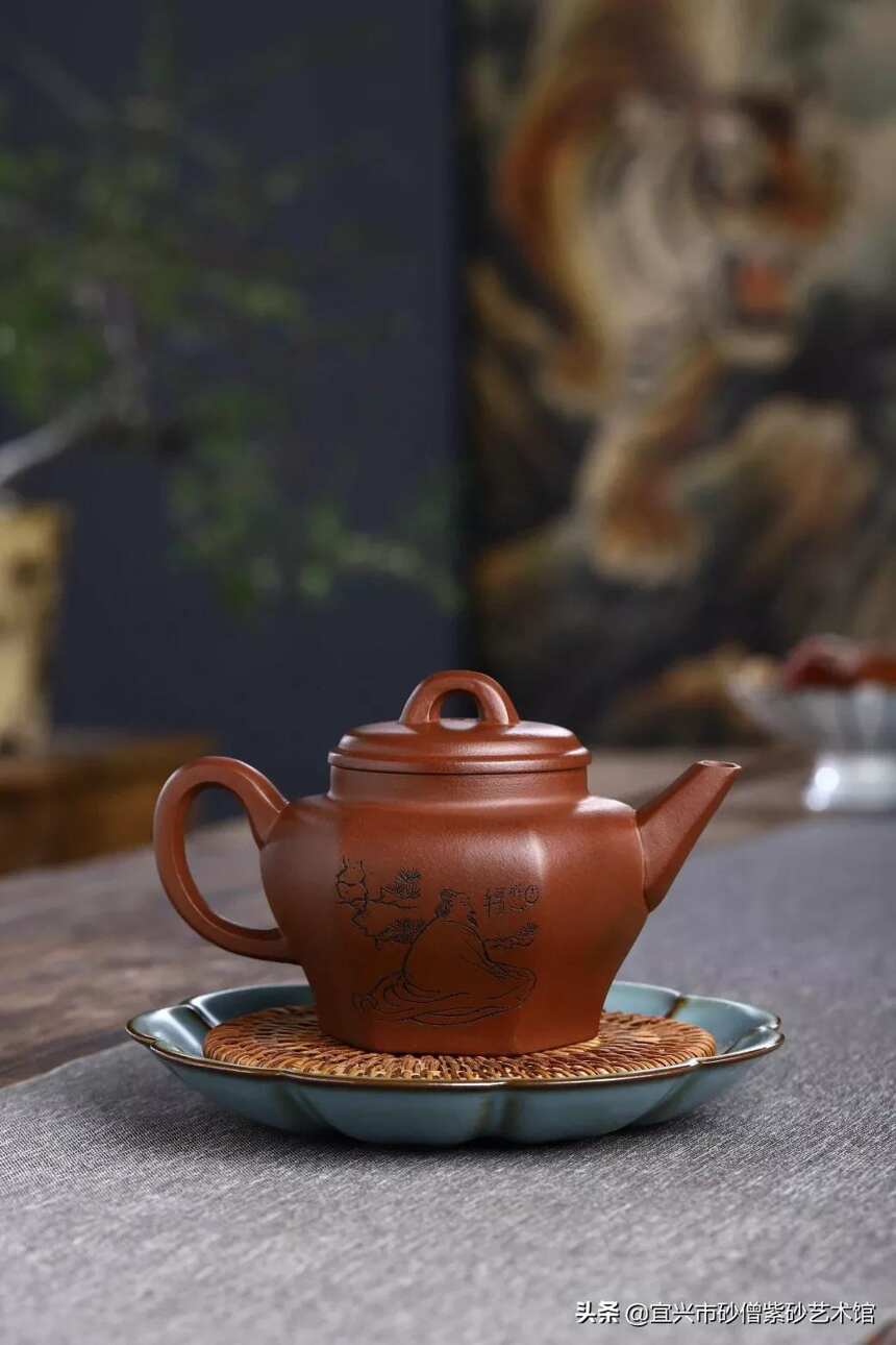 「六方清逸」强济人（国工艺美术师）宜兴原矿紫砂壶，老底槽清泥