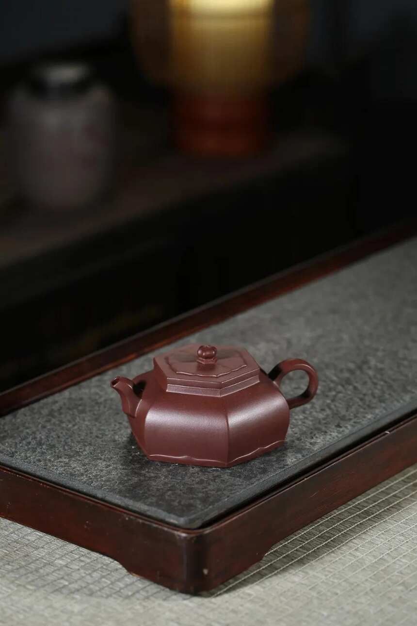 「扁灯」宜兴范林强原矿六方紫砂茶壶