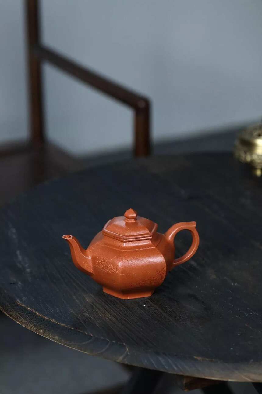 韩惠琴（国高工艺美术师）六方笑樱 宜兴原矿紫砂茶壶