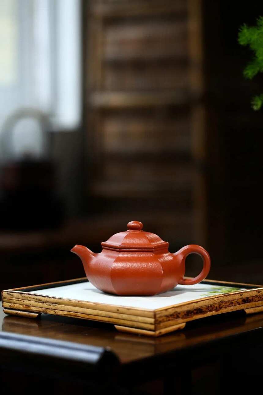 「六方扁鼓」刘彩萍（国工艺美术师）宜兴原矿紫砂茶壶
