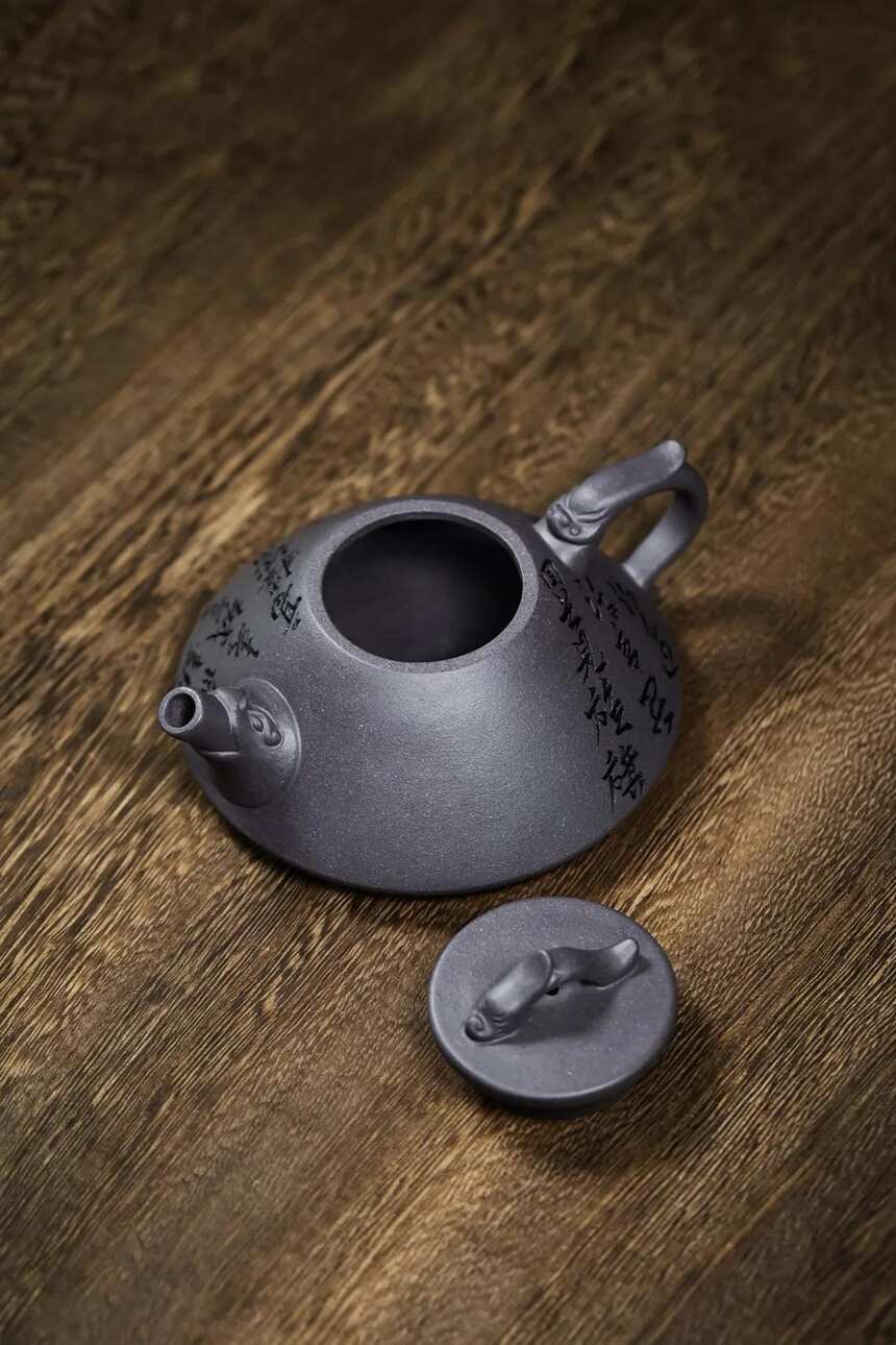 龙吟石瓢·天青泥·230cc·9孔·付浩（制）宜兴原矿紫砂茶壶