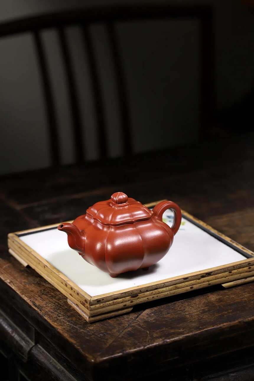 「筋纹传炉」宜兴范俊华原矿朱泥紫砂茶壶