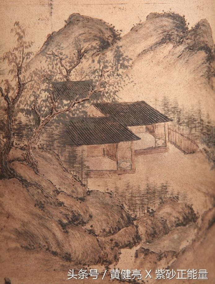 名陶写真(1) 清雍乾杨季元款堆泥彩绘山水笔筒