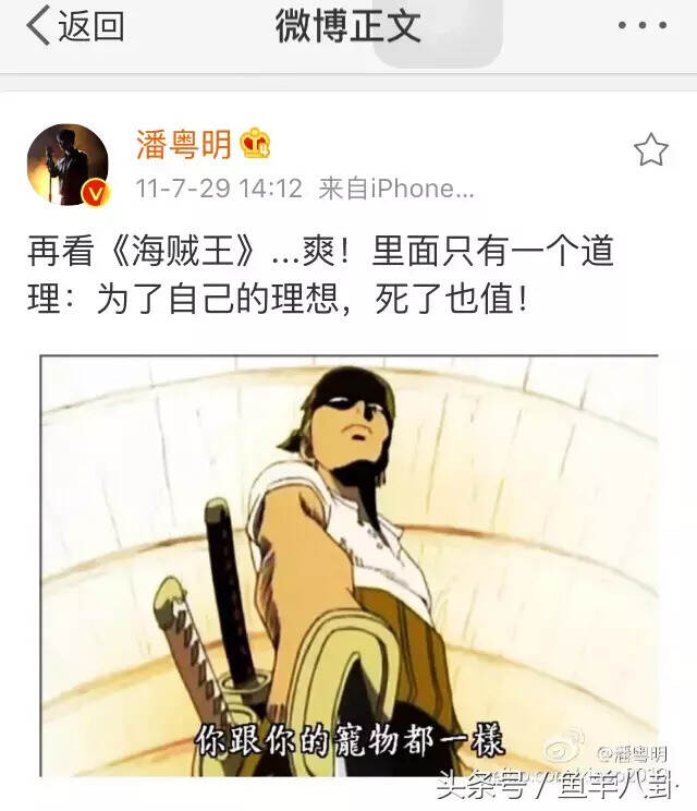 潘粤明43岁了，用《机器猫》碗吃饭，迷恋《海贼王》成瘾