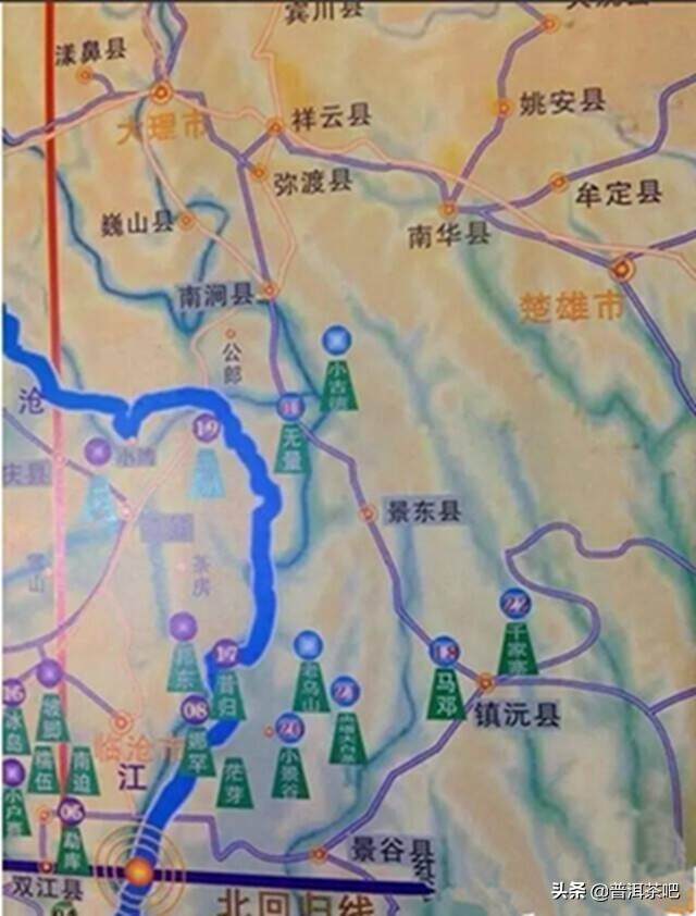 【入门干货】最全云南普洱茶山头分布地图及茶性特点