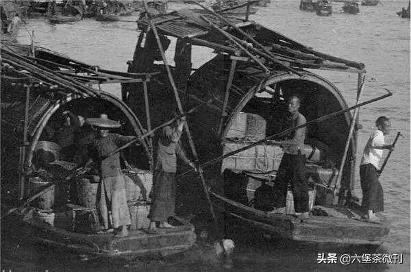 六堡茶历史：水涨时在镇街边搭临时码头装船运茶