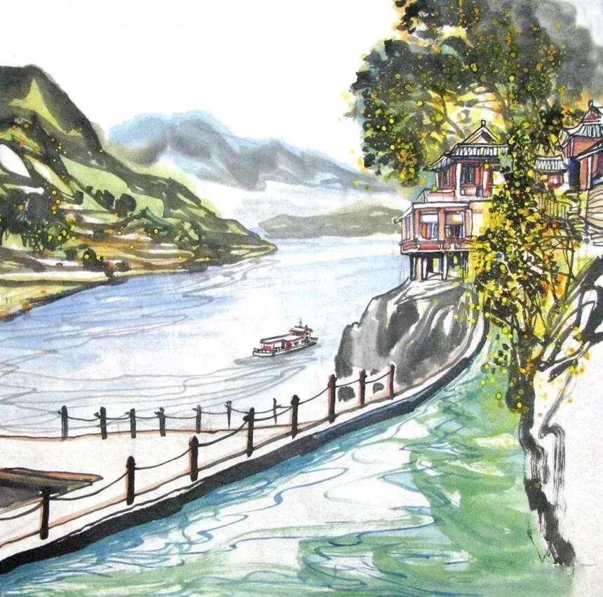 乐山的画家描绘水墨乐山