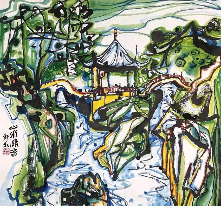 乐山的画家描绘水墨乐山