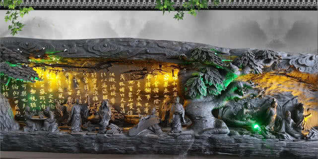 大型千年乌木根雕作品《兰亭集序》