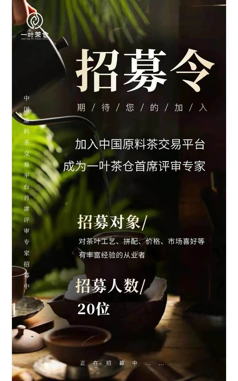 中国原料茶交易平台首席评审专家招募中